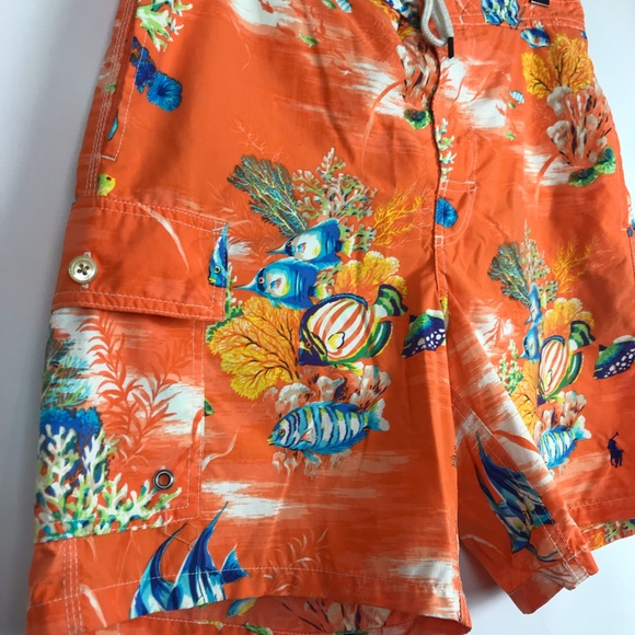 Polo Ralph Lauren Swim Trunks Swimwear Orange - Picture 4 of 7